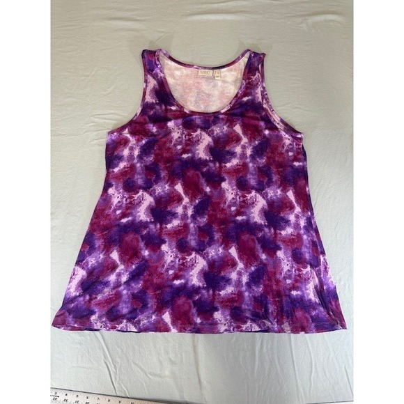 Logo by Lori Goldstein Purple White Abstract Print Casual Blouse Plus 1X - Picture 1 of 5